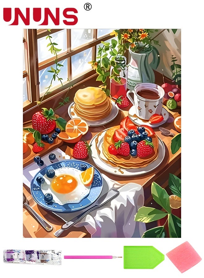 UNUNS Diamond Painting Kits for Beginners,Food-Themed 5D Full Drill Round Diamond Painting Kit,Mosaic Art Craft for Beginners, Perfect for Home Living Room or Office Decoration,40X50CM,Without Frame - Image 1